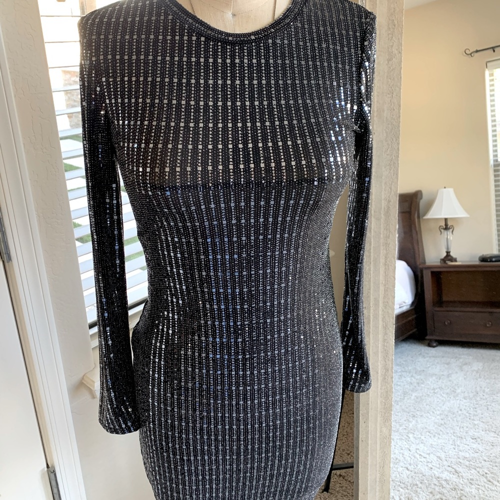 PARTY TIME SEQUIN MINI DRESS - BLACK main image 0